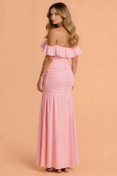Blush Mermaid Gerafftes Maxi Brautjungfernkleid mit Rüschen